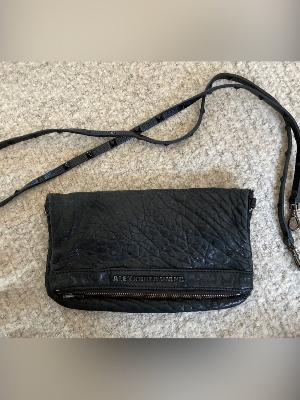 Alexander Wang Black Textured Pebbled Leather Crossbody Bag
